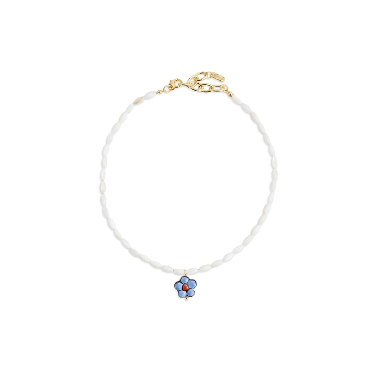 Logan Tay White Beaded Purple Flower Necklace White One Size