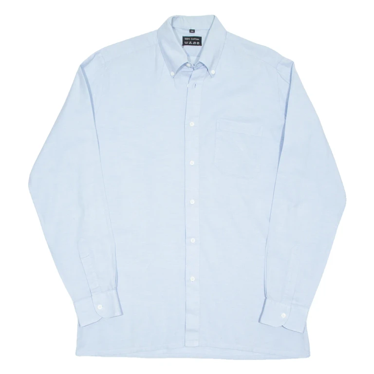 Mens Plain Shirt Blue Long Sleeve S