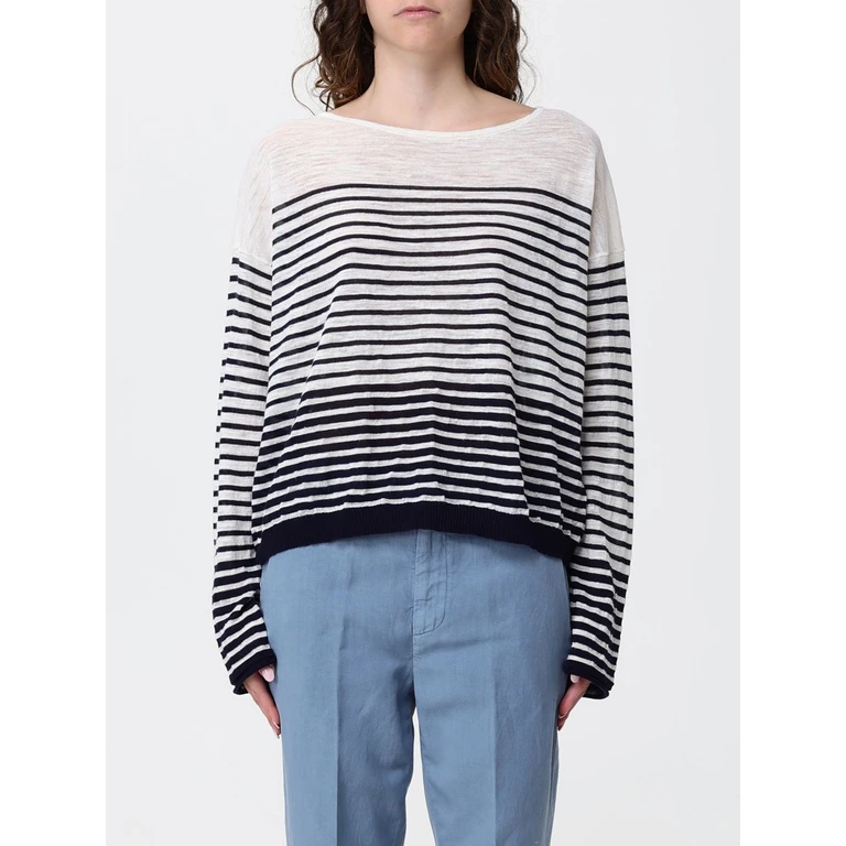 Striped Cotton and Linen Crew-Neck Knit (261FXA1800610)