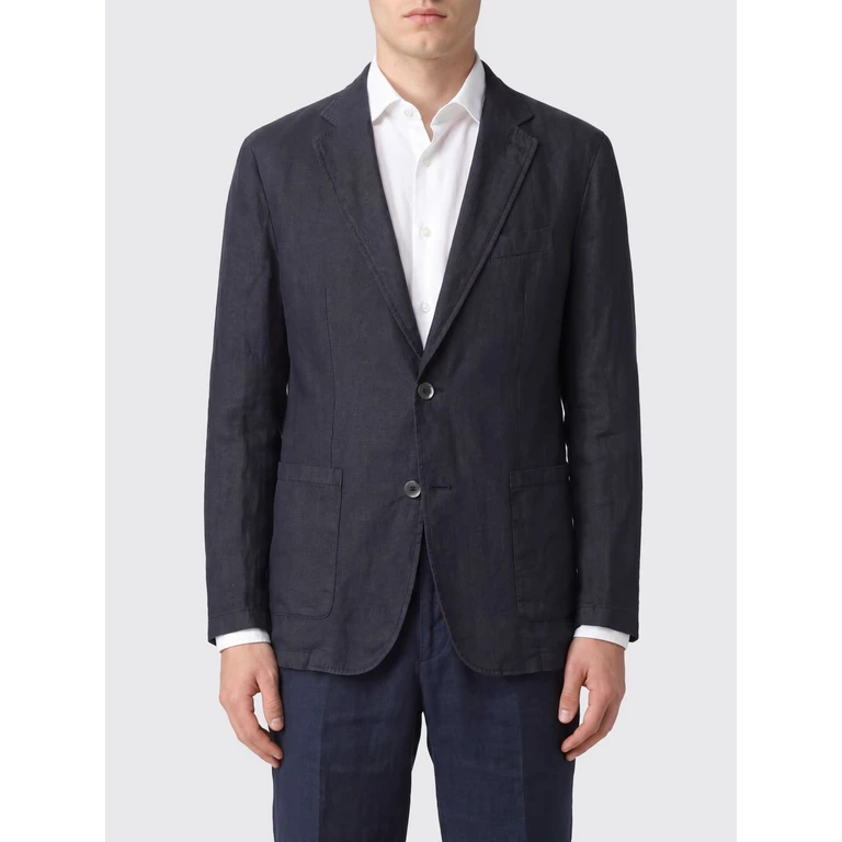 Single-Breasted Linen Blazer with Two-Button Closure and Patch Pockets (26520001)
