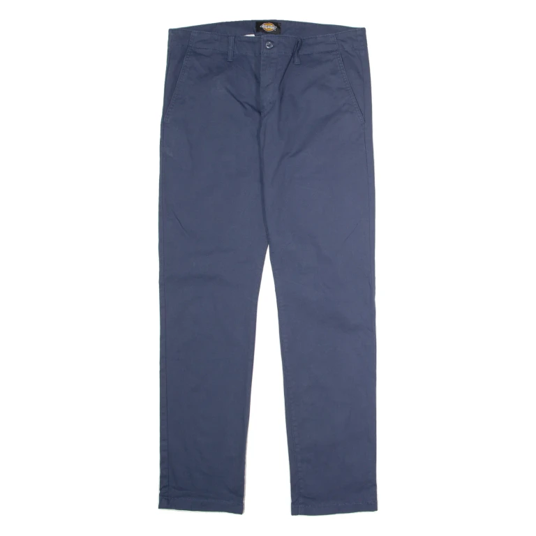 DICKIES Workwear Mens Twill Trousers Blue Regular Straight W36 L32