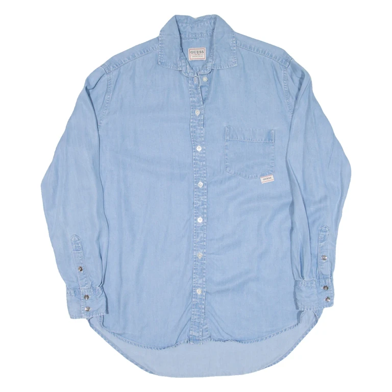 GUESS Womens Denim Shirt Blue Long Sleeve S