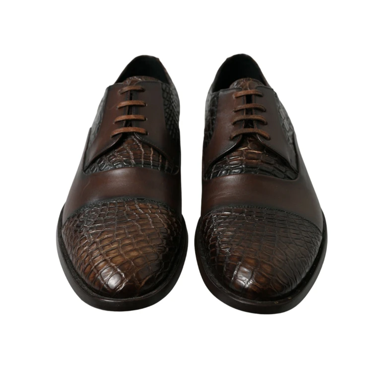 Dolce & Gabbana Brown Exotic Leather Lace Up Oxford Dress Shoes - Men