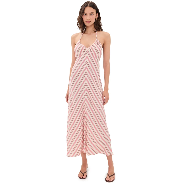 XIRENA Maggie Midi Dress Dusty Pink Stripe S