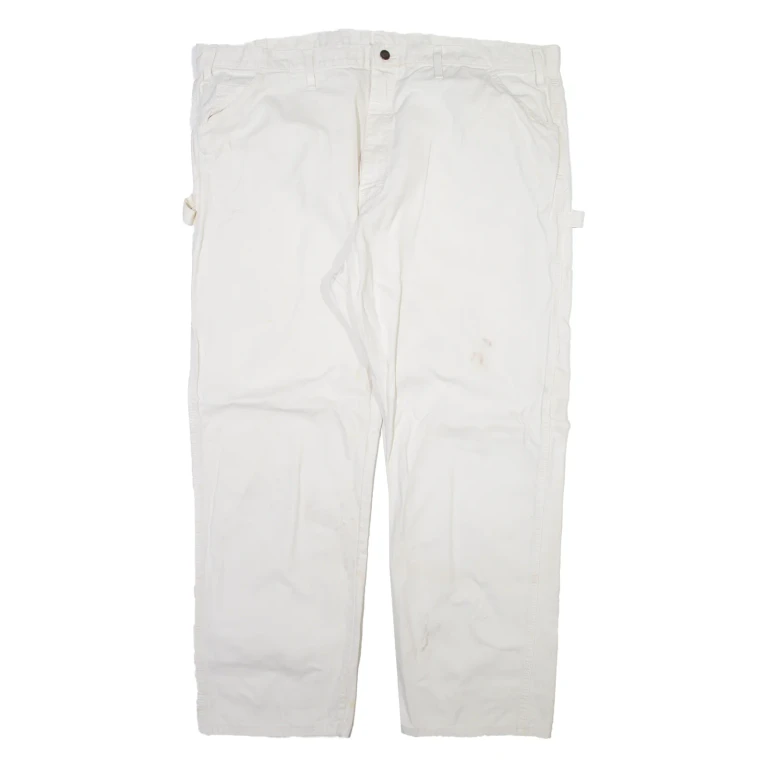DICKIES Carpenter Mens Trousers White Regular Straight W46 L30
