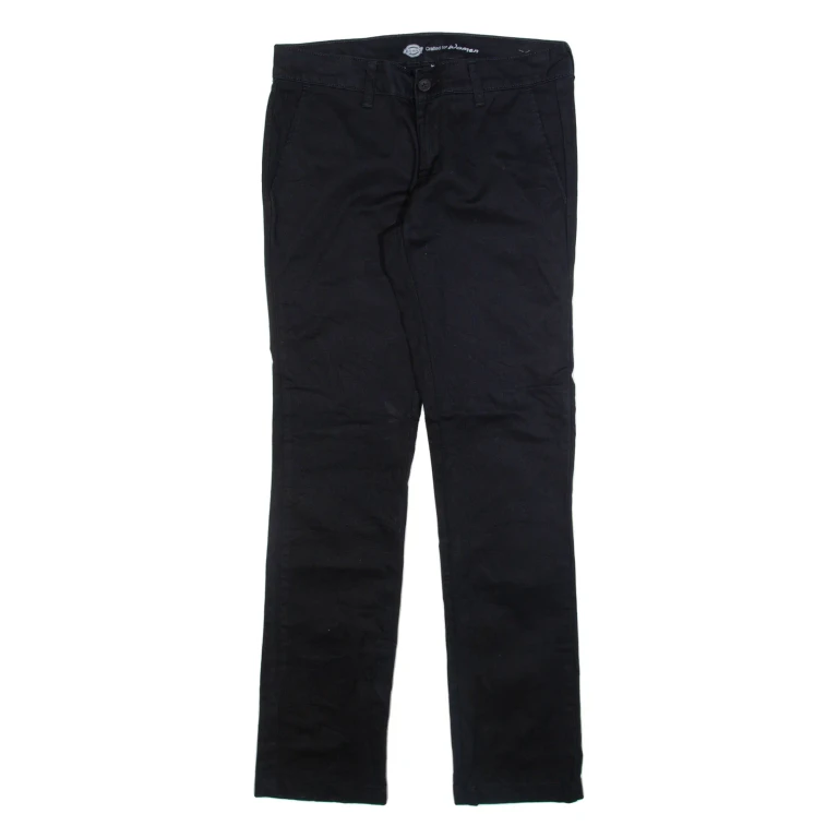 DICKIES Womens Trousers Black Slim Straight W30 L32