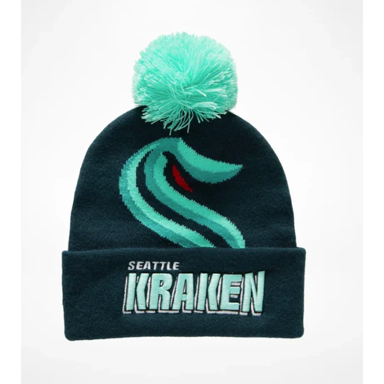 Men's NHL Punch Out Pom Knit Kraken Knit Hat