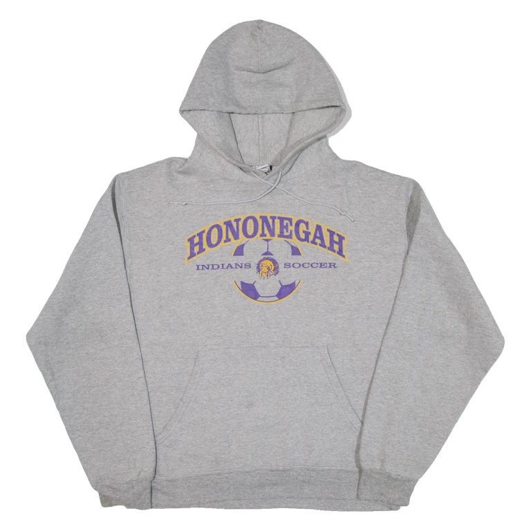 CHAMPION Indians Soccer Mens Grey Hoodie USA M