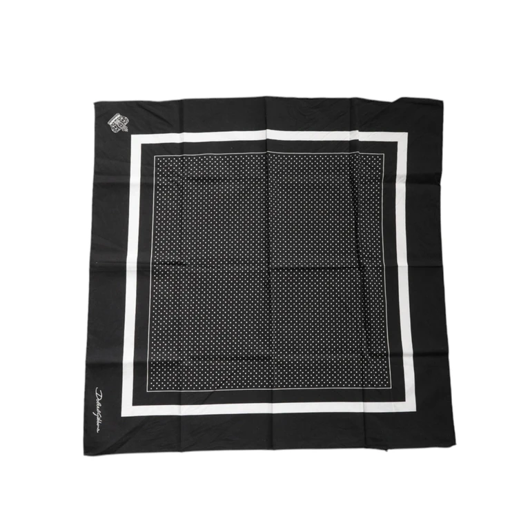 Dolce & Gabbana Black Polka Dots Cotton Handkerchief Scarf - Men