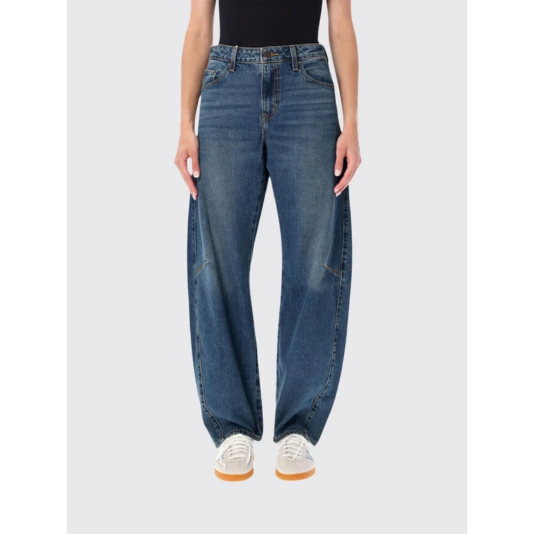 High-Waisted Baggy Jeans in Stretch Denim (0039A0001)
