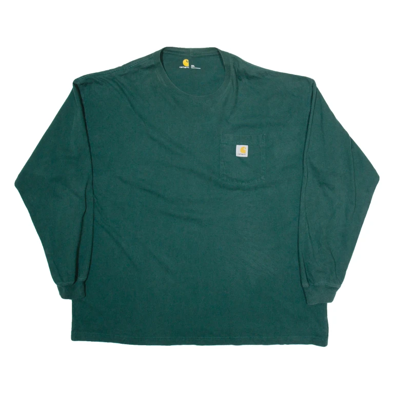 CARHARTT Mens T-Shirt Green Long Sleeve 2XL