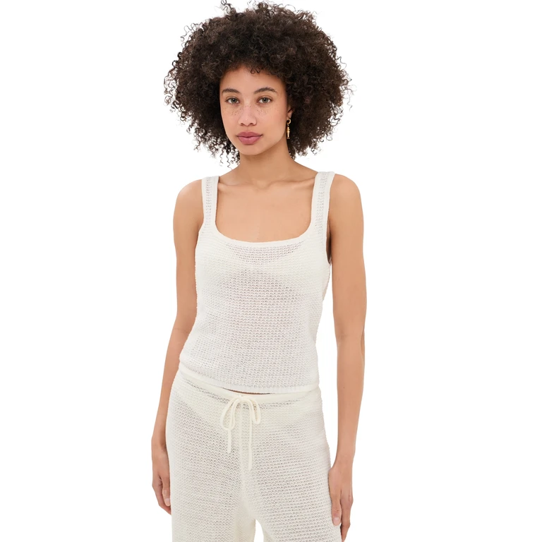 Onia Square Neck Knit Tank Egret XL