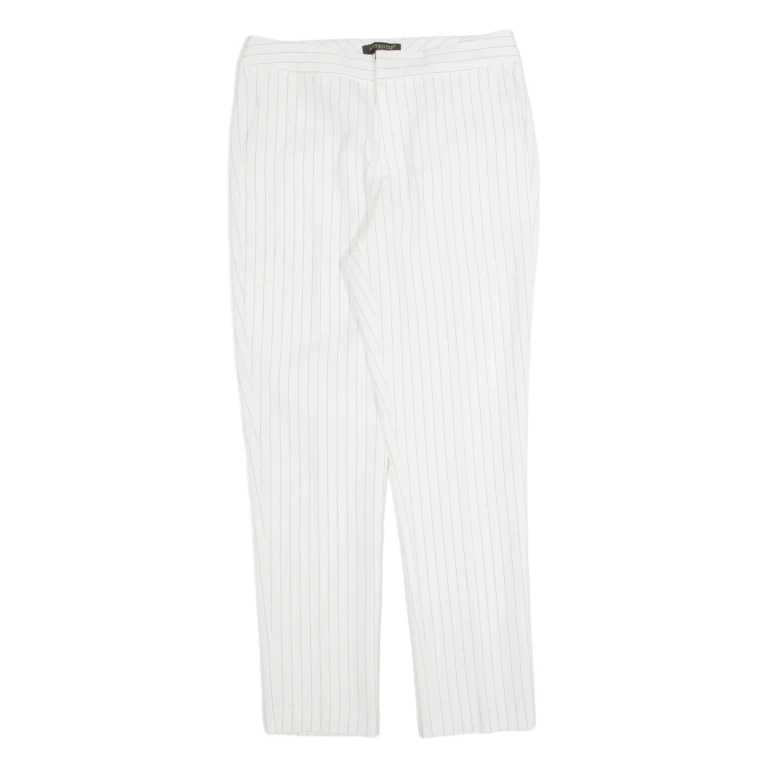 ATTENTIF Striped Womens Trousers White Slim Tapered W28 L28