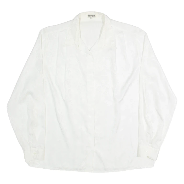 SPENGLER Womens Printed Shirt White Collared Long Sleeve 90s Floral L