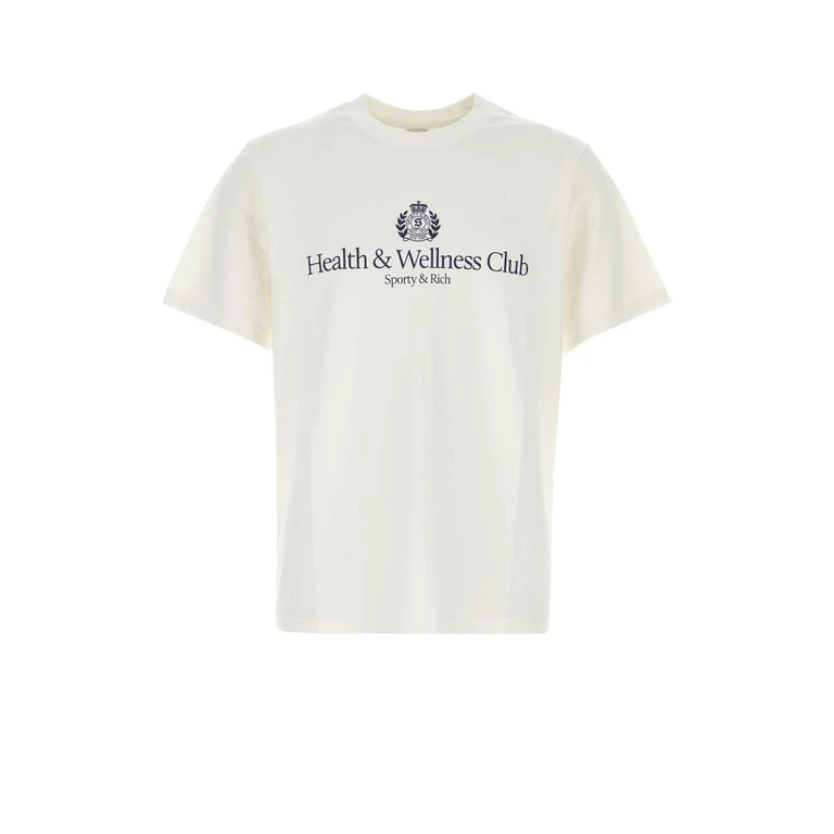 Sporty & Rich White Cotton T-Shirt Whitenavy Exterior - Men