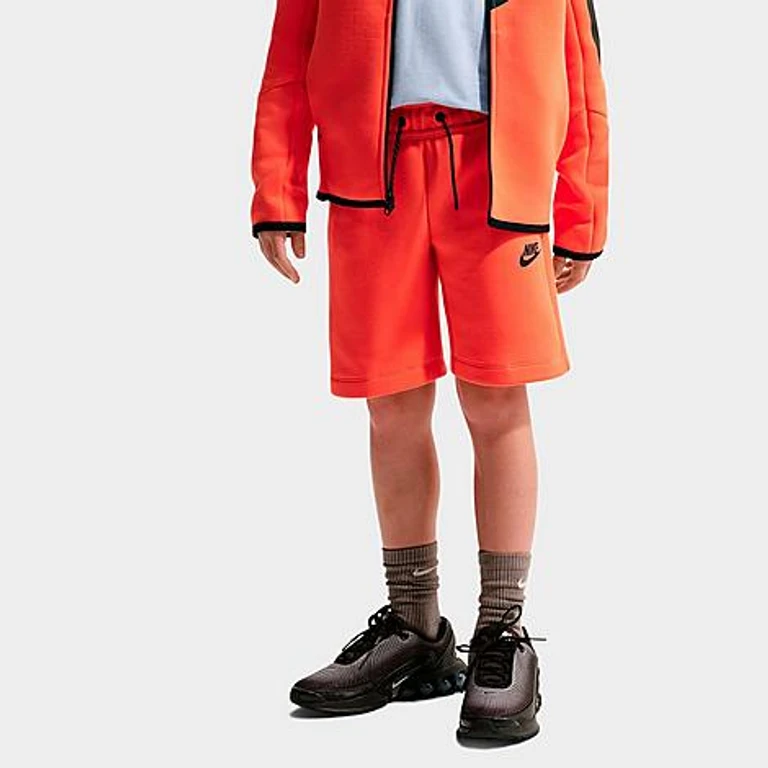 Nike Boys Big Kids Sportswear Tech Fleece Shorts in Turf Orange/Black Size: XS