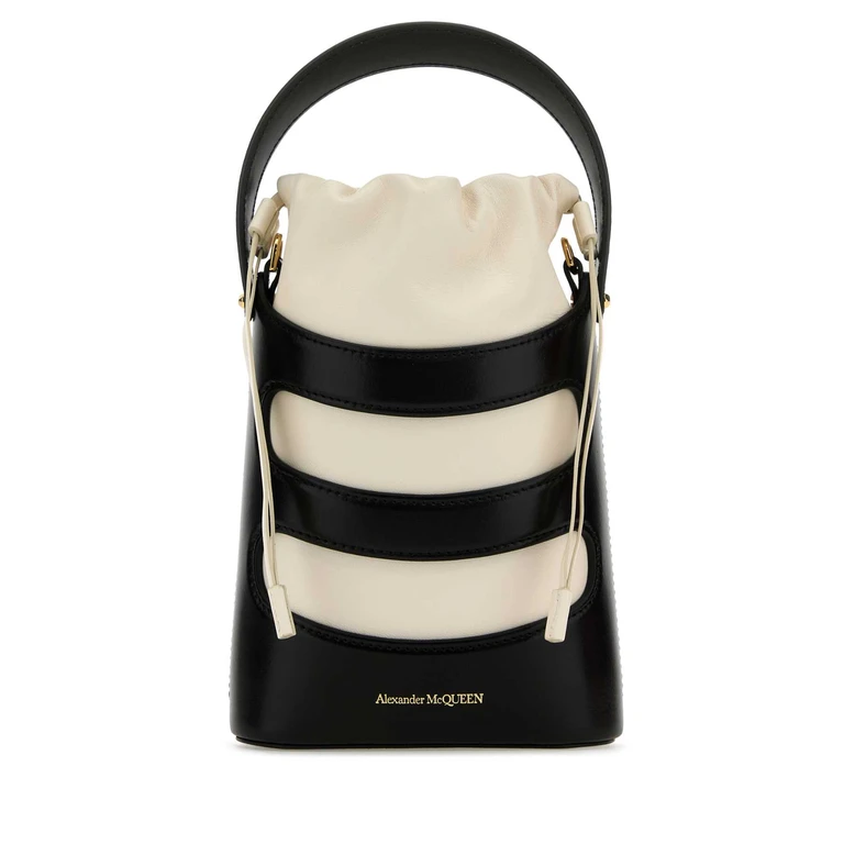 Two-Tone Leather Mini The Rise Bucket Bag Blacksoftivory Borse A Secchiello - Women