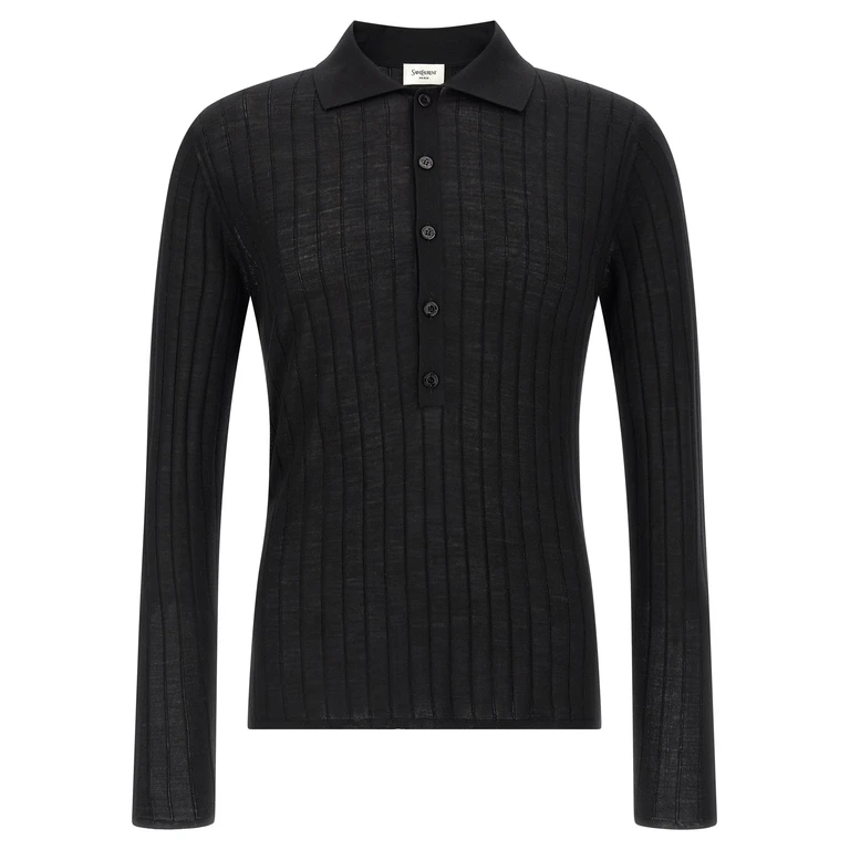 Saint Laurent Black Wool Polo Shirt - Men