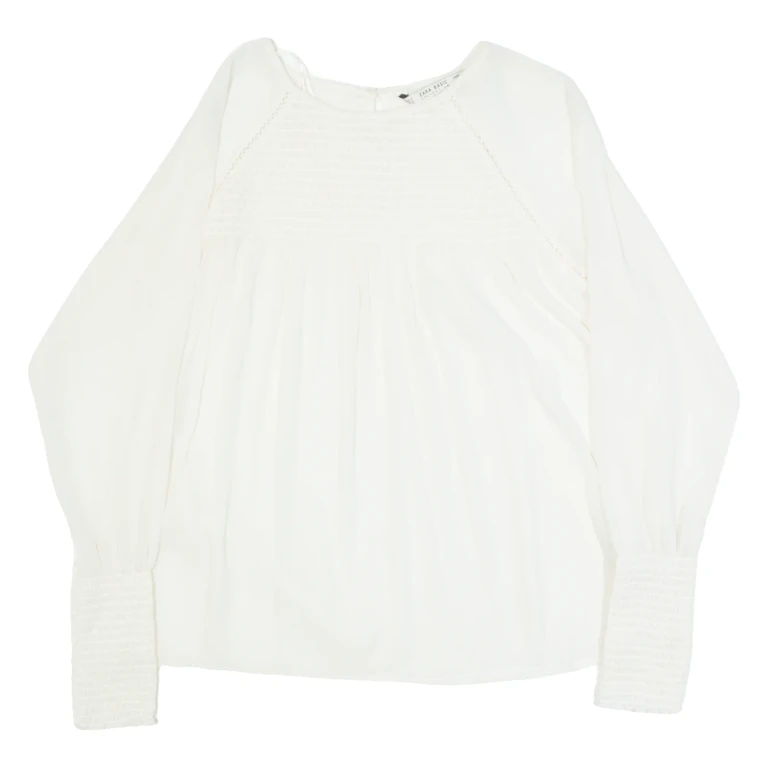 ZARA BASIC Womens Blouse Cream Long Sleeve S