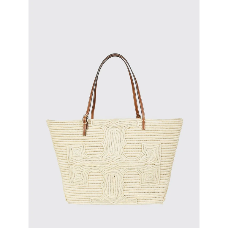 Ella Crochet Raffia Tote Bag with Embroidered Double T Logo (181326254)