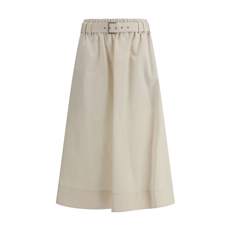 Brunello Cucinelli Cream Wide Long Skirt - Women