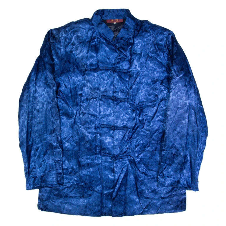 JIAN YUE Eastern Inspired Mens Jacket Blue 90s Floral L