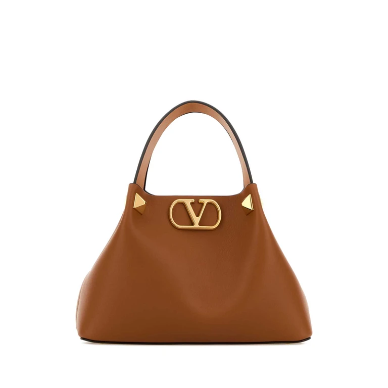 Valentino Garavani Carmel Leather Vlogo Signature Handbag Nutmegnaturalcamel Calf - Bos Taurus Borse A Mano - Women