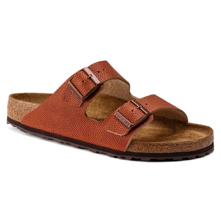 Arizona Embossed Natural Horween Leather Ginger Brown Sandals