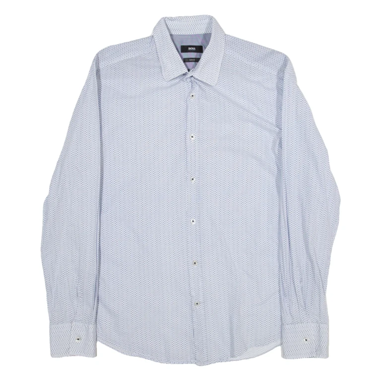 BOSS Slim Fit Mens Shirt Blue Long Sleeve M