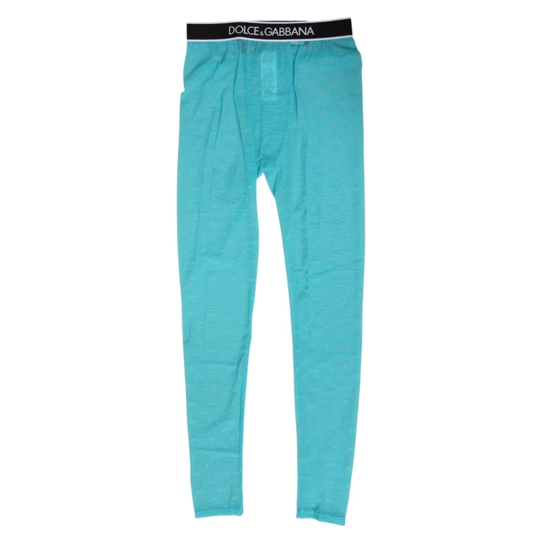 Dolce & Gabbana Light Blue Nylon Logo Lace Leggings Pants Underwear Elastane - Women