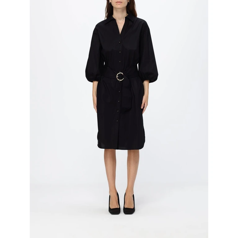 Cotton Midi Shirtdress with Puff Sleeves (261TT222200006)