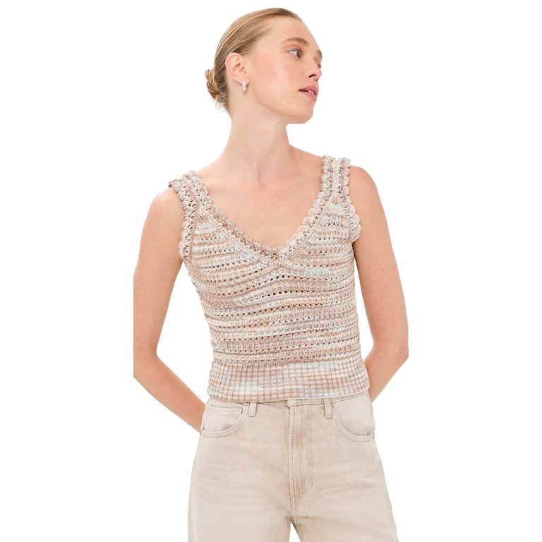 Veronica Beard Selwyn Knit Tank Beige Multi L