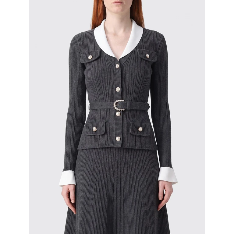 Ribbed Wool-Blend Belted Lapel Cardigan (PF26131TGRGREY)
