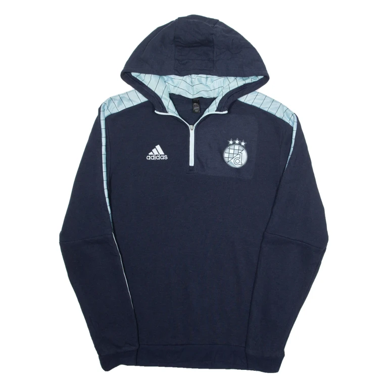 ADIDAS 1/4 Zip Mens Blue Hoodie S