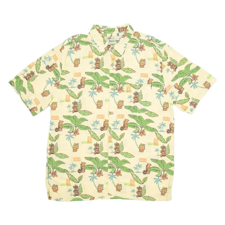 JOE MARLIN Mens Hawaiian Shirt Yellow Floral XL