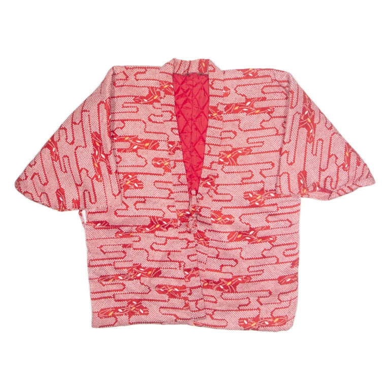 Eastern Inspired Womens Quilted Jacket Red Crazy Pattern XL