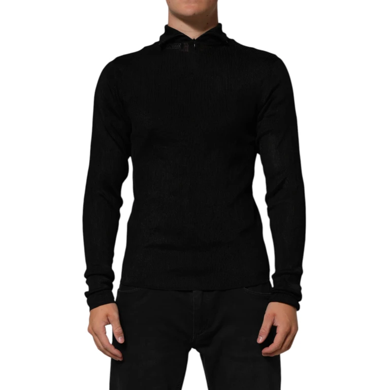 Dolce & Gabbana Black Viscose Turtle Neck Pullover Sweater Nylon Clothing - Men