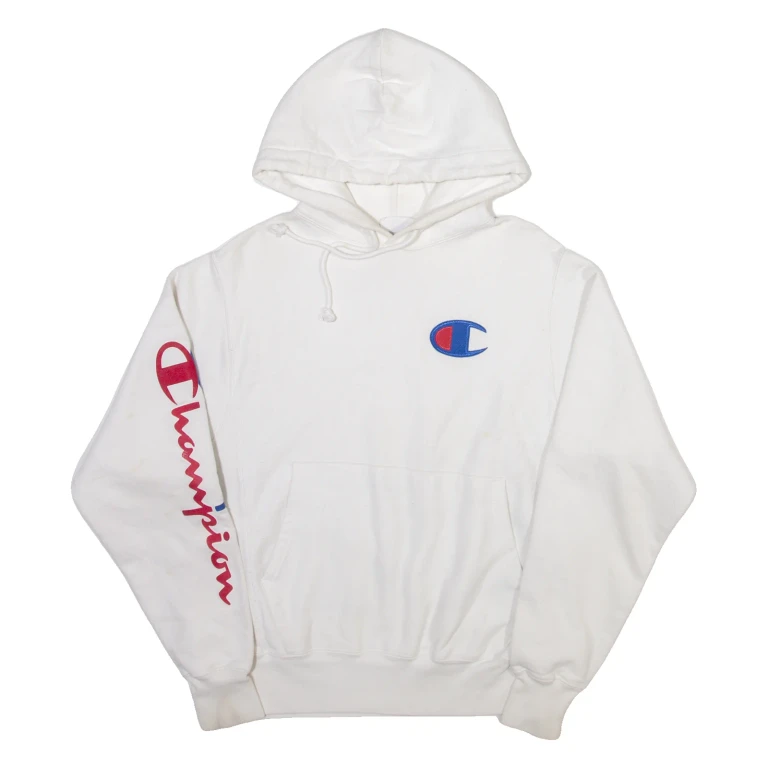 CHAMPION Mens White Hoodie S