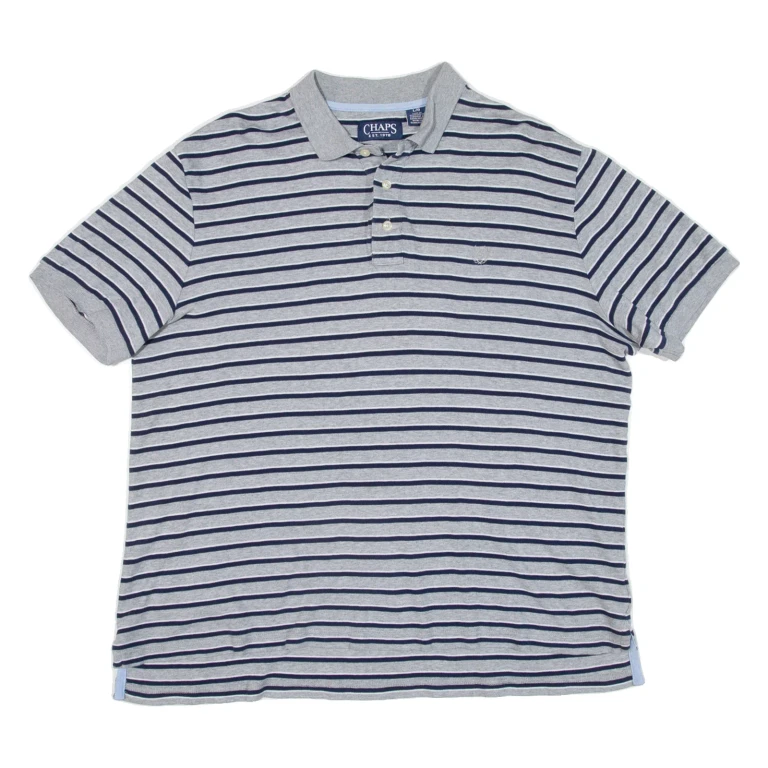 CHAPS Mens Polo Shirt Grey Striped L