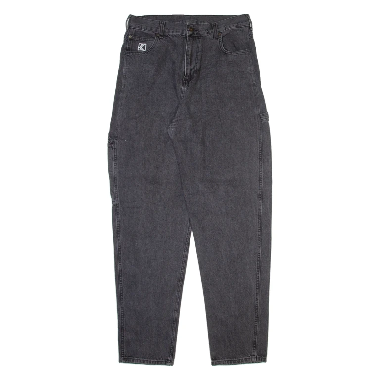 KARL KANI Carpenter Womens Jeans Grey Relaxed Tapered Stone Wash W32 L33