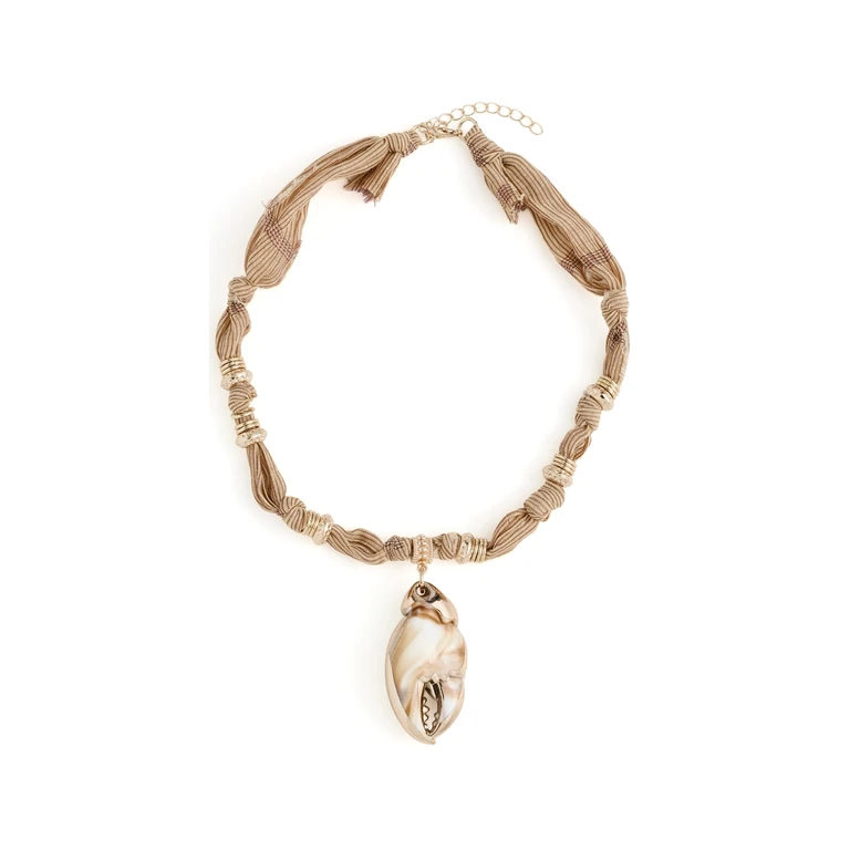 By Adina Eden Silk Knot Shell Pendant Necklace Gold One Size