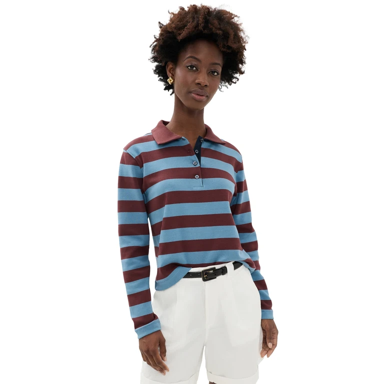 Tanya Taylor Barrett Top Shadow Blue/Deep Redwood S
