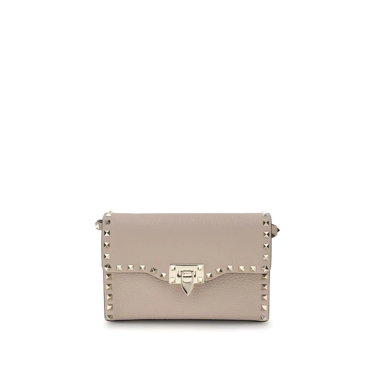 Valentino Garavani Beige Calf Leather Bos Taurus Shoulder Bag - Women