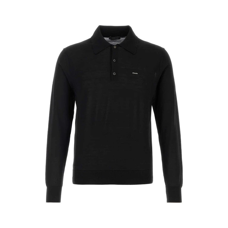 Prada Long-sleeved Superfine Wool Polo Sweater