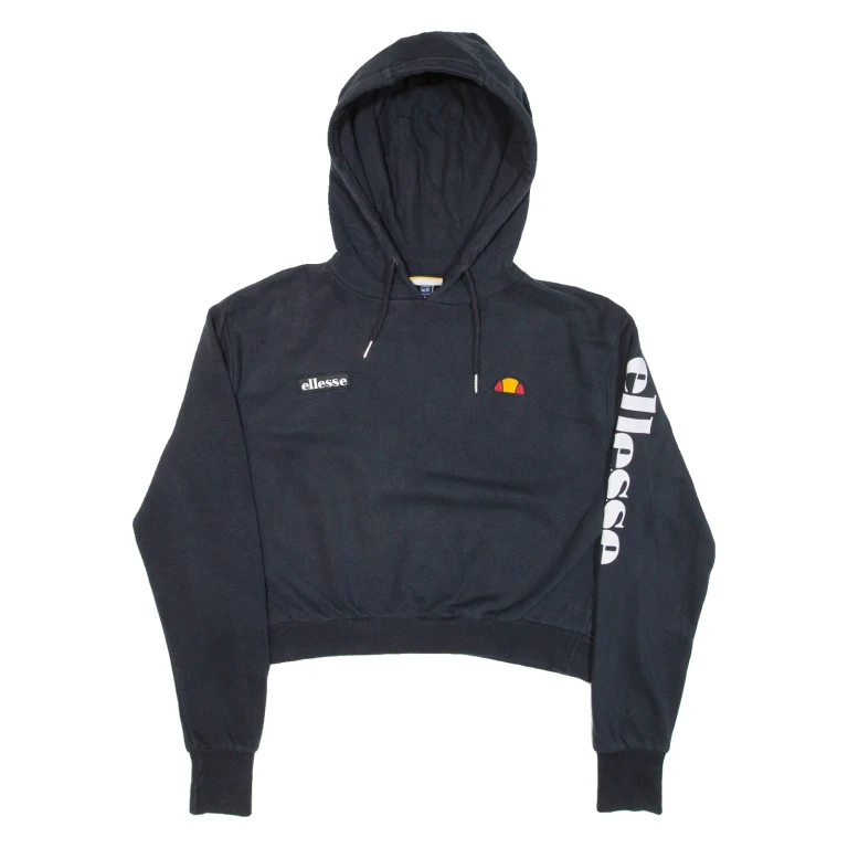 ELLESSE Cropped Womens Black Hoodie UK 8