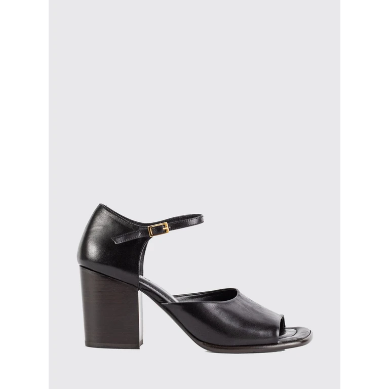 Leather Mules with High Heels and an Adjustable Ankle Strap (FO0285LL0078BK999)