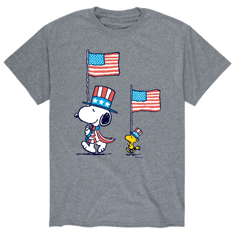 Snoopy and Woodstock Flags - Men's Short Sleeve Graphic T-Shirt