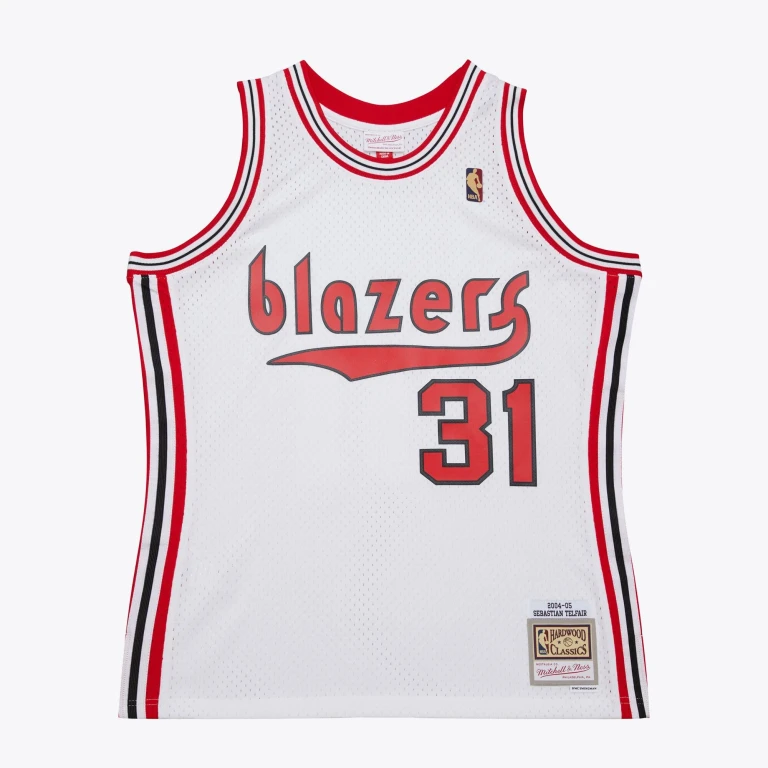 Men's NBA White Jersey Trail Blazers 2004 Sebastian Telfair Jerseys