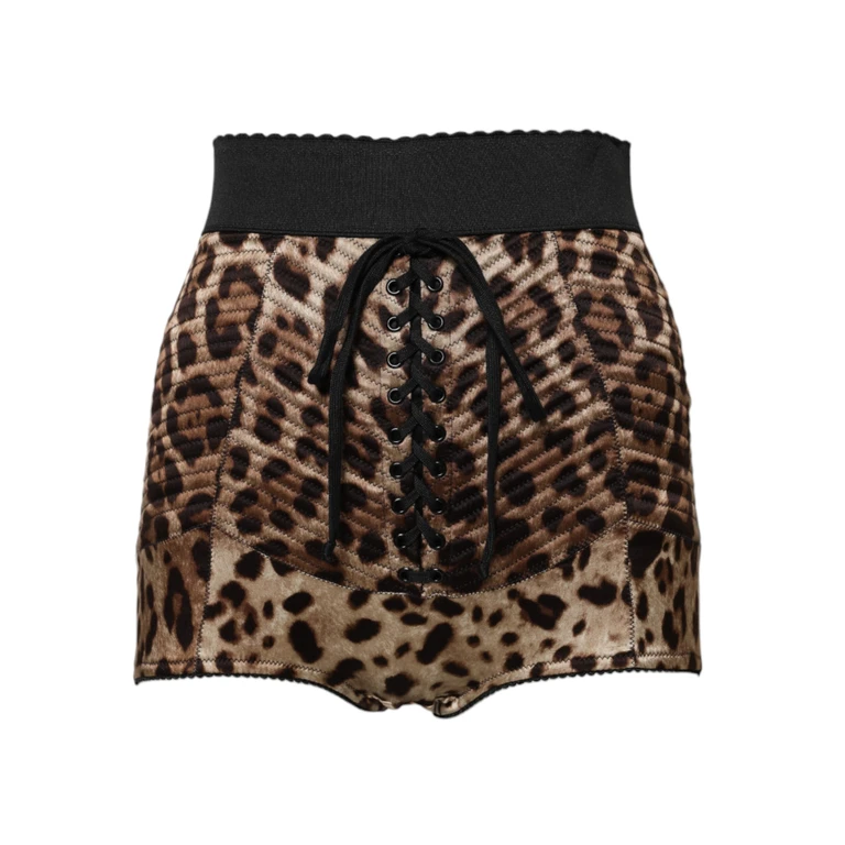 Dolce & Gabbana Brown Leopard High Waist Hot Pants Shorts Polyurethane Nylon - Women