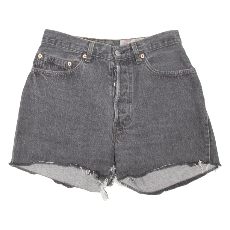 LEVI'S 901 Cut-Off Womens Denim Shorts Grey 90s S W28